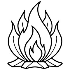 Campfire Outline Minimal Line Art Vector