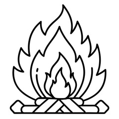 Campfire Outline Minimal Line Art Vector