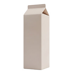 Photo of plain, light brown colored carton for milk or juice, with a folded top, isolated on transparent background