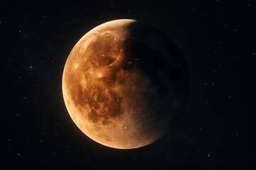 Fototapeta premium Half Blood Moon in Dark Sky