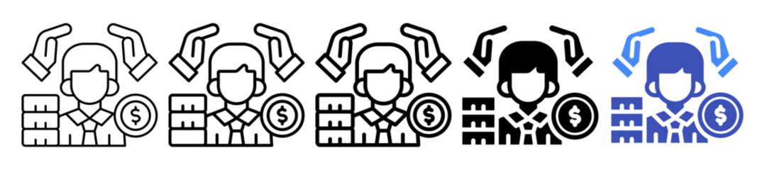 Employee Insurance Icon In 5 Different Styles Set Collection