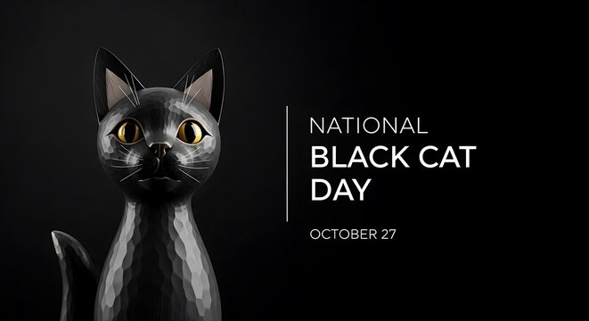 Celebrate National Black Cat Day with this striking, modern graphic featuring a charismatic feline.