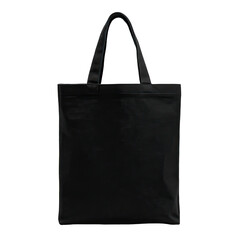 A black tote bag, plain and simple, with two handles