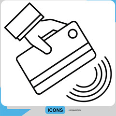  Contactless Payment Icon Tap to Pay Payment Icon Wireless Contactless Payment Line Art Vector