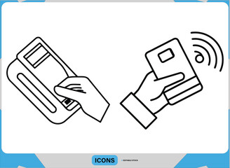Contactless Payment Icon Vector Modern Credit Card Swipe & Tap Design NFC & Swipe Card Payment Icons