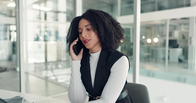 Business woman, laptop or phone call in office for finance planning, account management or advice. Financial advisor, person or consulting client with tech for investment guidance or portfolio update
