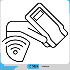 Contactless Payment Icon with Secure Transaction Symbol, Digital Payment Terminal with Wireless Payment Connection