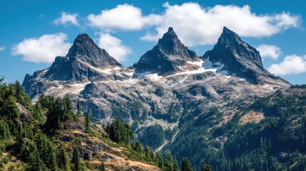 Obraz premium Majestic mountain peaks north cascades nature photography scenic landscape wide angle adventure awaits in the wilderness