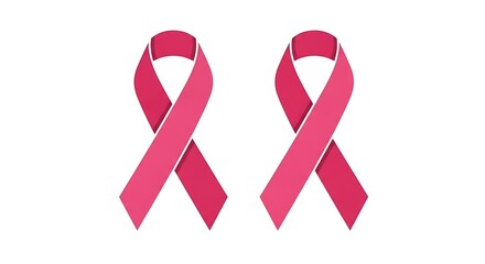 Two vibrant pink awareness ribbons symbolizing hope, support, and the fight against breast cancer