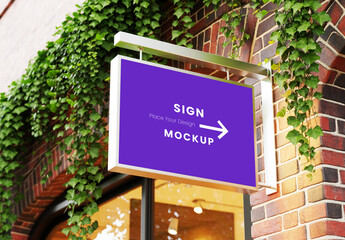 Outdoor Square Storefront Sign Mockup