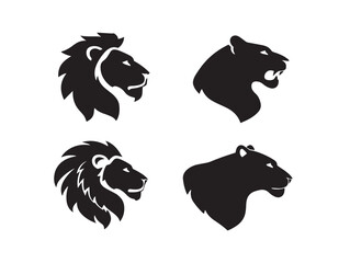 Royal lion silhouette icons elegant vector illustration set