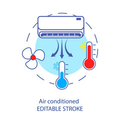 Climate Mode Icon Set. Fan and Temperature Symbols for Smart Air Conditioner UI.