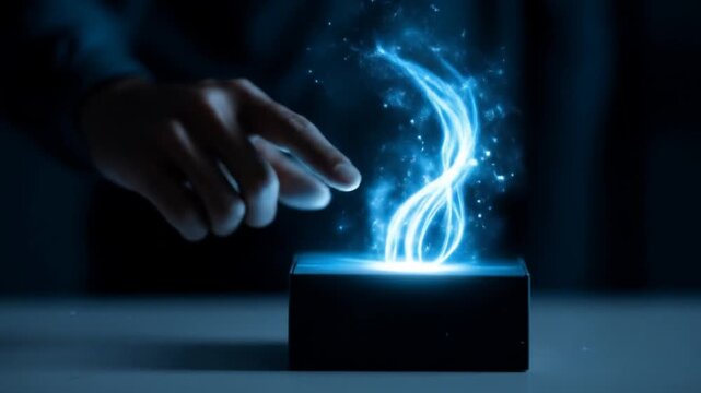 Mysterious blue cube magic effect