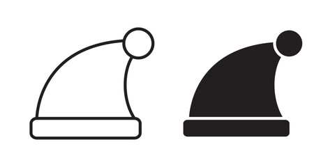 Santa Hat icon. Hand drawn Santa hat icon. Santa hat sketch icon for infographic, website or app. Vector illustration with stroke and fill on a white background.