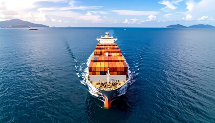 Cargo ship sailing on open water