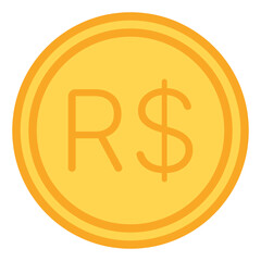 brazilian real coin flat icon