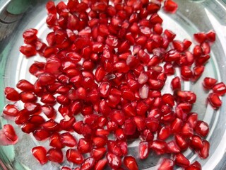 pile of fresh pomegranate seeds.