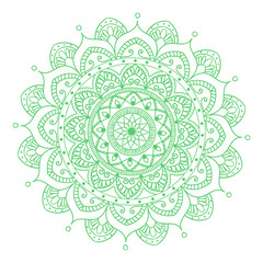 mandala, pattern, design, circular, radial, symmetry, intricate, detailed, linework, gradient, green,