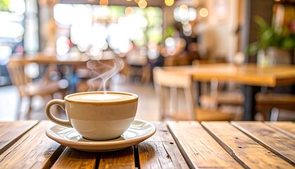 Hot coffee in a cafe