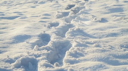 Obraz premium Treading through deep snow, leaving distinct footprints