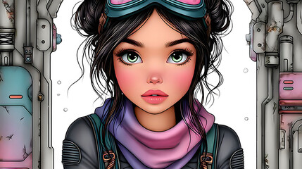 Post-apocalyptic female survivor illustration