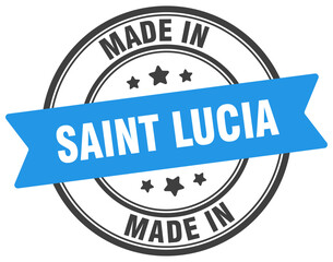 Made in Saint Lucia round sign. Made in Saint Lucia stamp.