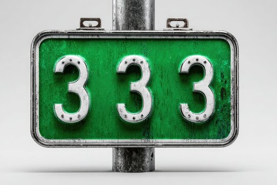Rusted green sign with the number 333