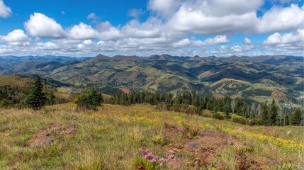 Obraz premium Breathtaking mountain view scenic landscape nature photography vibrant greenery outdoor exploration serenity and adventure