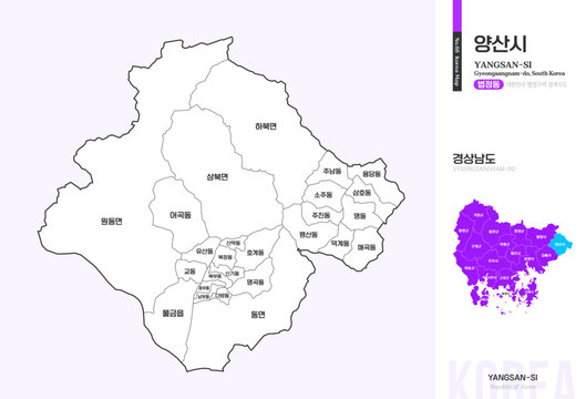 경상남도 양산시 법정동 윤곽선 지도