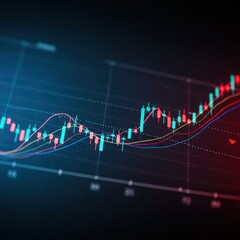 Financial stock market chart on a screen showing cryptocurrency trading graphs. Online investment dashboard for business data analysis.