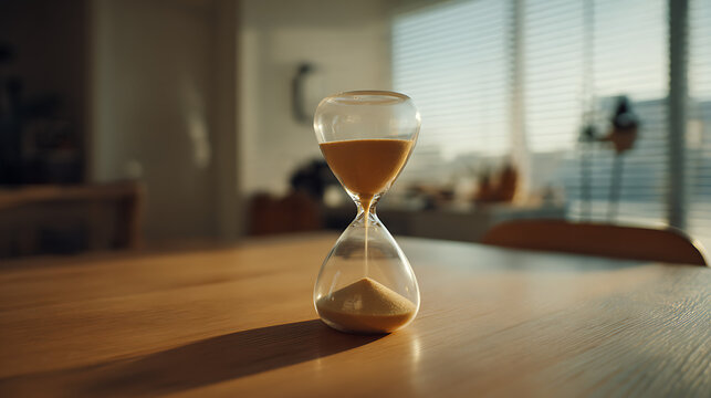An hourglass on the table indicating imminent deadline (1)