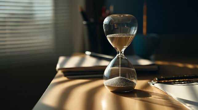 An hourglass on the table indicating imminent deadline (2)