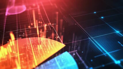 Futuristic pie chart showing market analysis and data visualization - Powered by Adobe