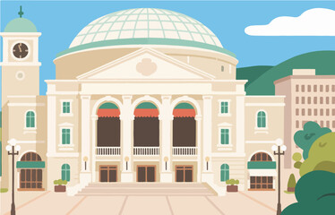 Japanese style architecture and scenery, vector graphics