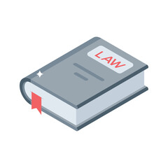 An isometric icon of legal law book