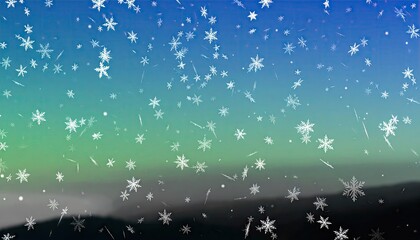 Gentle Snow Flurries Over a Blue and Green Landscape