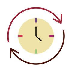 Time Cycle and History Concept with Clock and Rotating Arrows Vector Icon