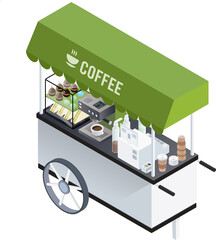 vector illustration of coffee trolley