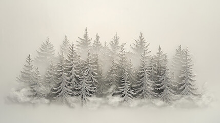 Obraz premium Snowy Forest Landscape Winter Trees in a Serene Environment
