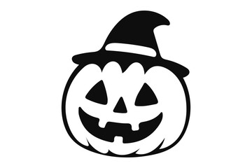 Happy Pumpkin wearing a witch hat