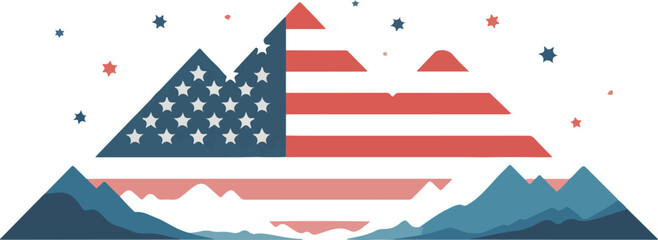 Obraz premium american flag mountain landscape patriotic design