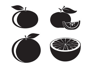 Organic Orange Fruit Silhouette Vector Stock Design Collection