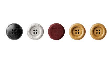 Four buttons in different colors and textures