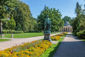 Summer walk through the spa town of Frantiskovy Lazne in the Czech Republic