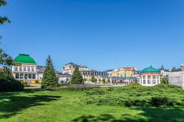 Summer walk through the spa town of Frantiskovy Lazne in the Czech Republic