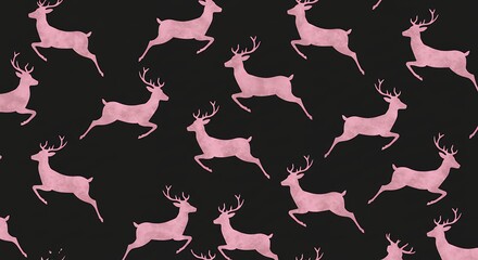 Pink deer pattern on dark background