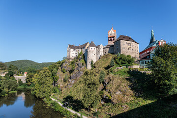 Medieval Loket Castle above the village of Loket in the Czech Republic