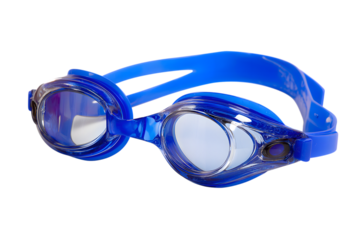 stylish blue swimming goggles isolated on white background