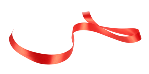 curved red ribbon isolated on white or transparent png