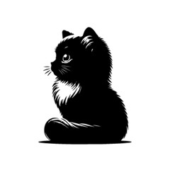 Elegant Sitting Cat Vector Illustration – Cute Domestic Pet Artwork